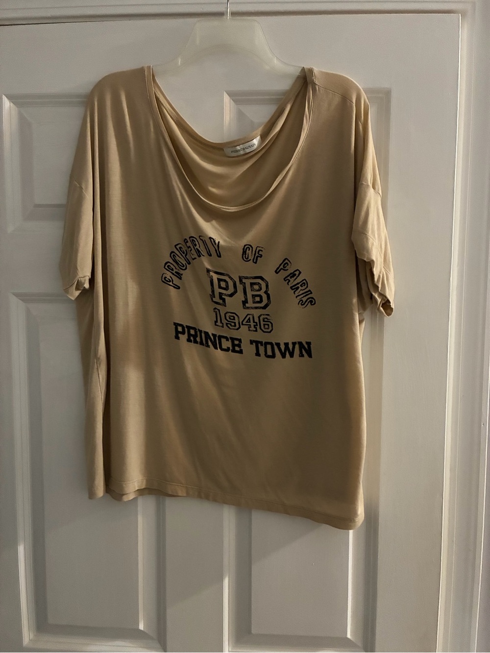 Pierre Balmain Beige Satin-Look Draped Top